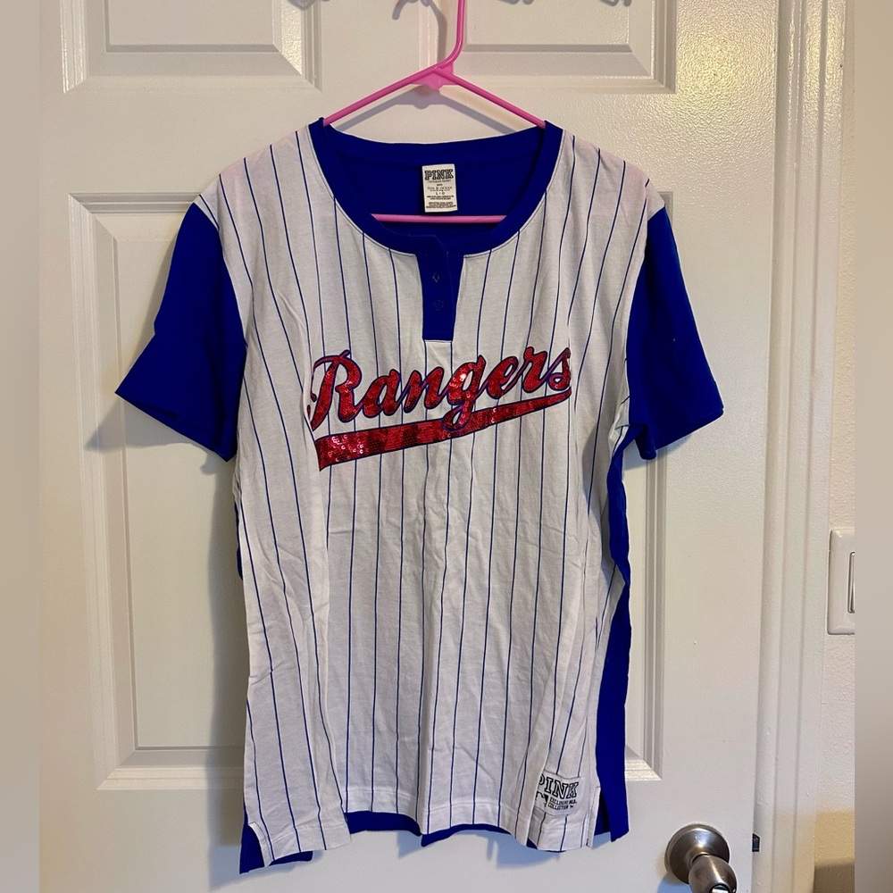 Texas Rangers Victoria’ Secret Pink Sequin shirt